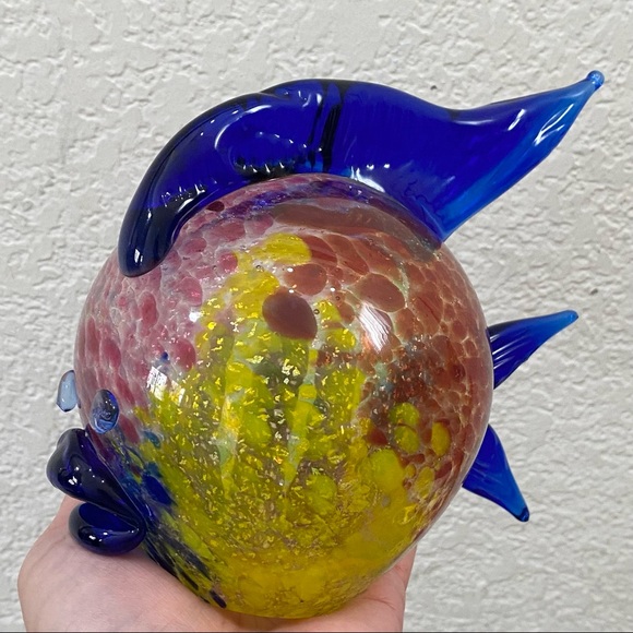 Vintage Rare Murano Glass SIGNED Puffer Fish Silver Speckled Art Glass Sculpture - Picture 3 of 15